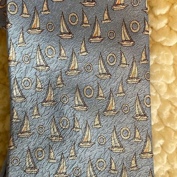 Campia Bundle of 2 100% Silk Ties Fish and Sailboat Print - Picture 3 of 7